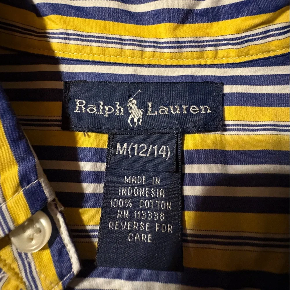 Ralph Lauren Boys 12-14‎ Cotton Plaid Short Sleeve Button Down Collar Shirt Prep